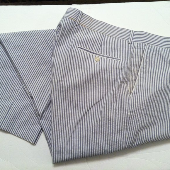 HASPEL MEN'S PRE-OWNED 100%COTTON SEERSUCKER CASUAL PANTS SIZE: 38/33 - Picture 4 of 6